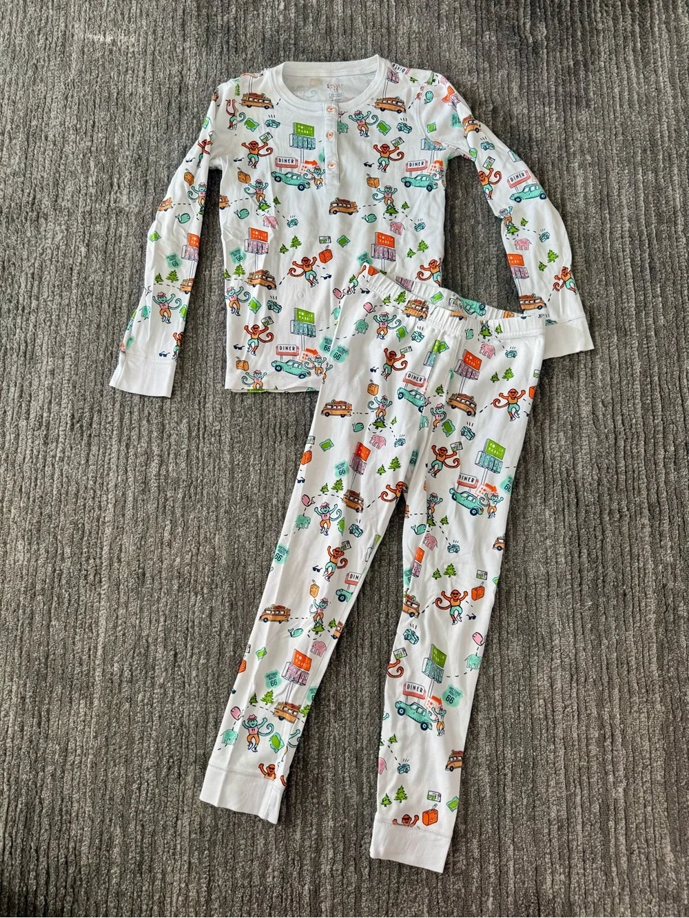 HTF Roller Rabbit Road Trip Monkeys Pajama Set - Kids 10